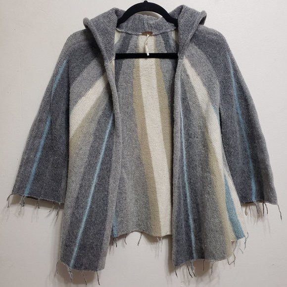 Free People Striped Open Front Hoodie, sz M - Picture 1 of 5